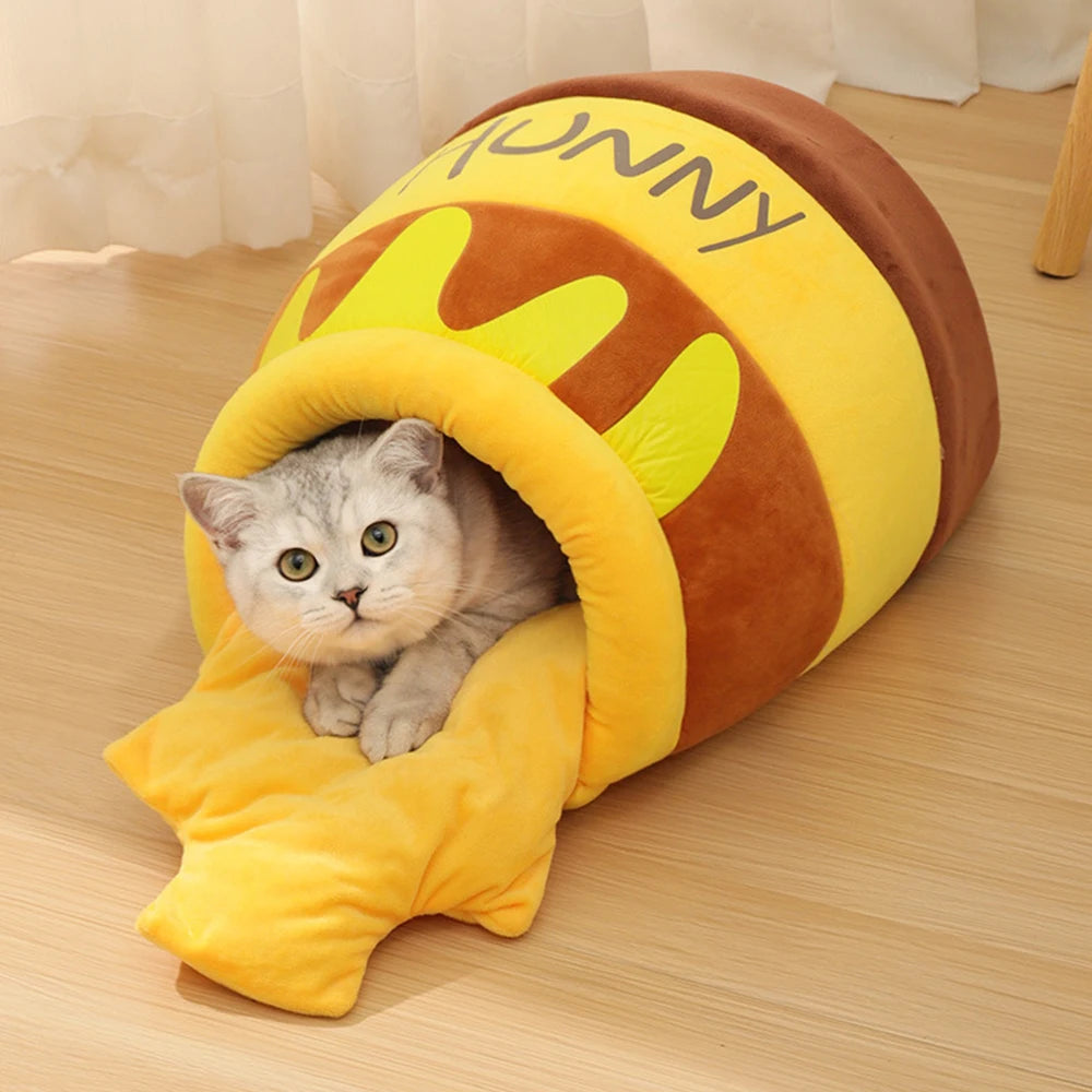 Cute Honey Plush Cat Bed