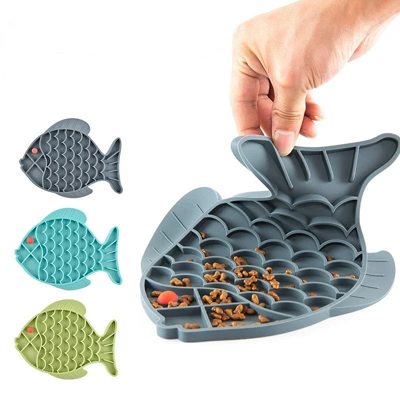 PixiMat Slow Feeding Lick Mat For Cats - Fish
