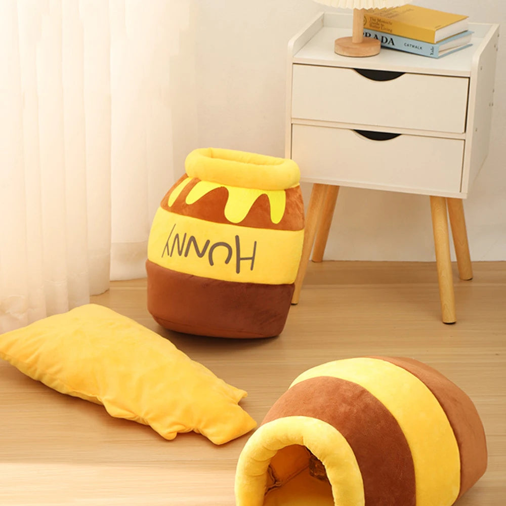 Cute Honey Plush Cat Bed