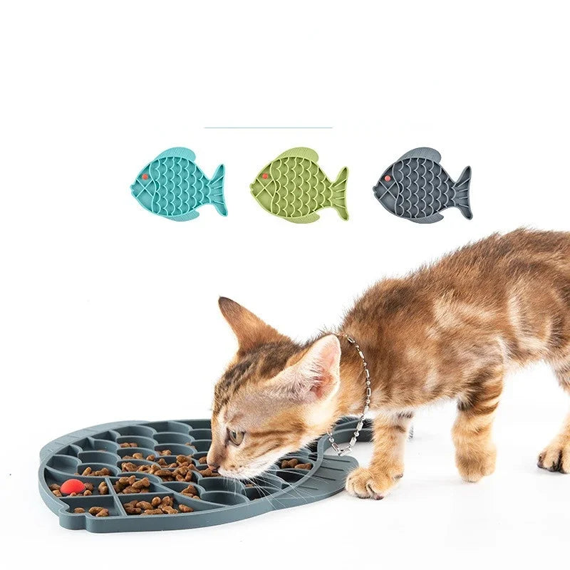 PixiMat Slow Feeding Lick Mat For Cats - Fish