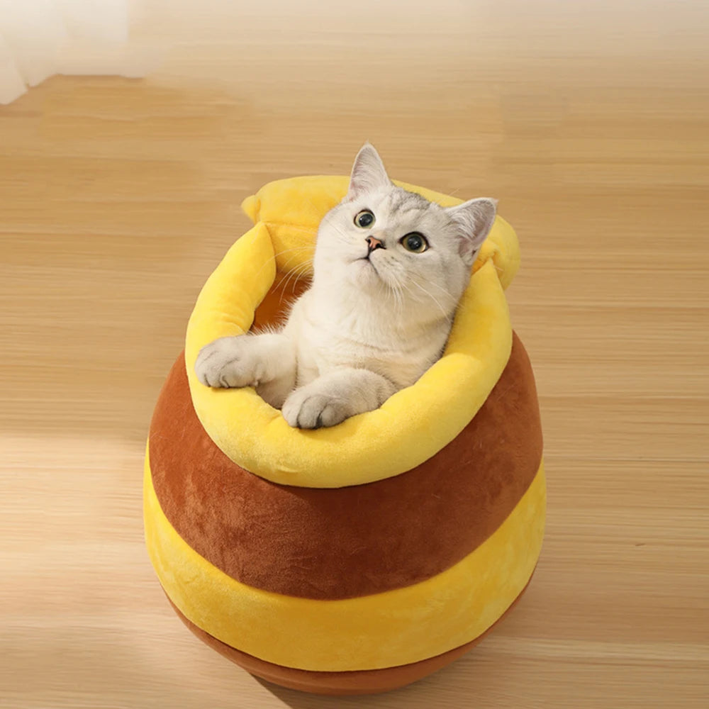 Cute Honey Plush Cat Bed
