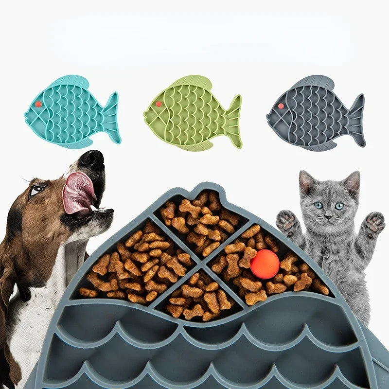 PixiMat Slow Feeding Lick Mat For Cats - Fish
