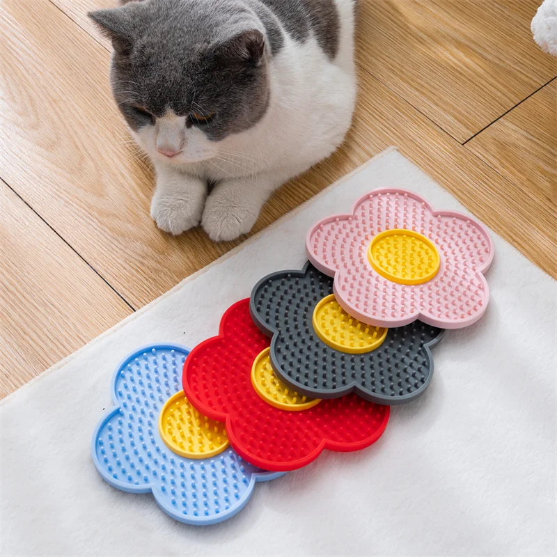 PixiMat Slow Feeding Lick Mat For Cats - Flower